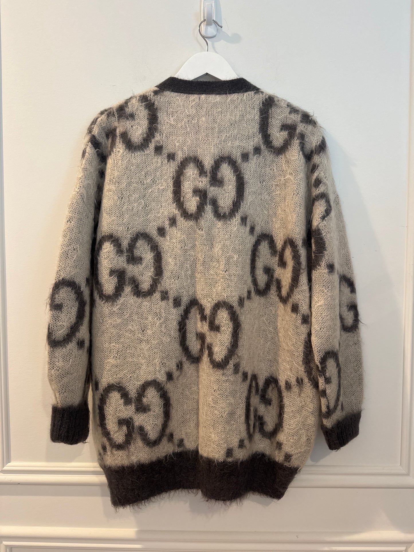 Gucci Reversible GG Mohair Cardigan, Size Medium