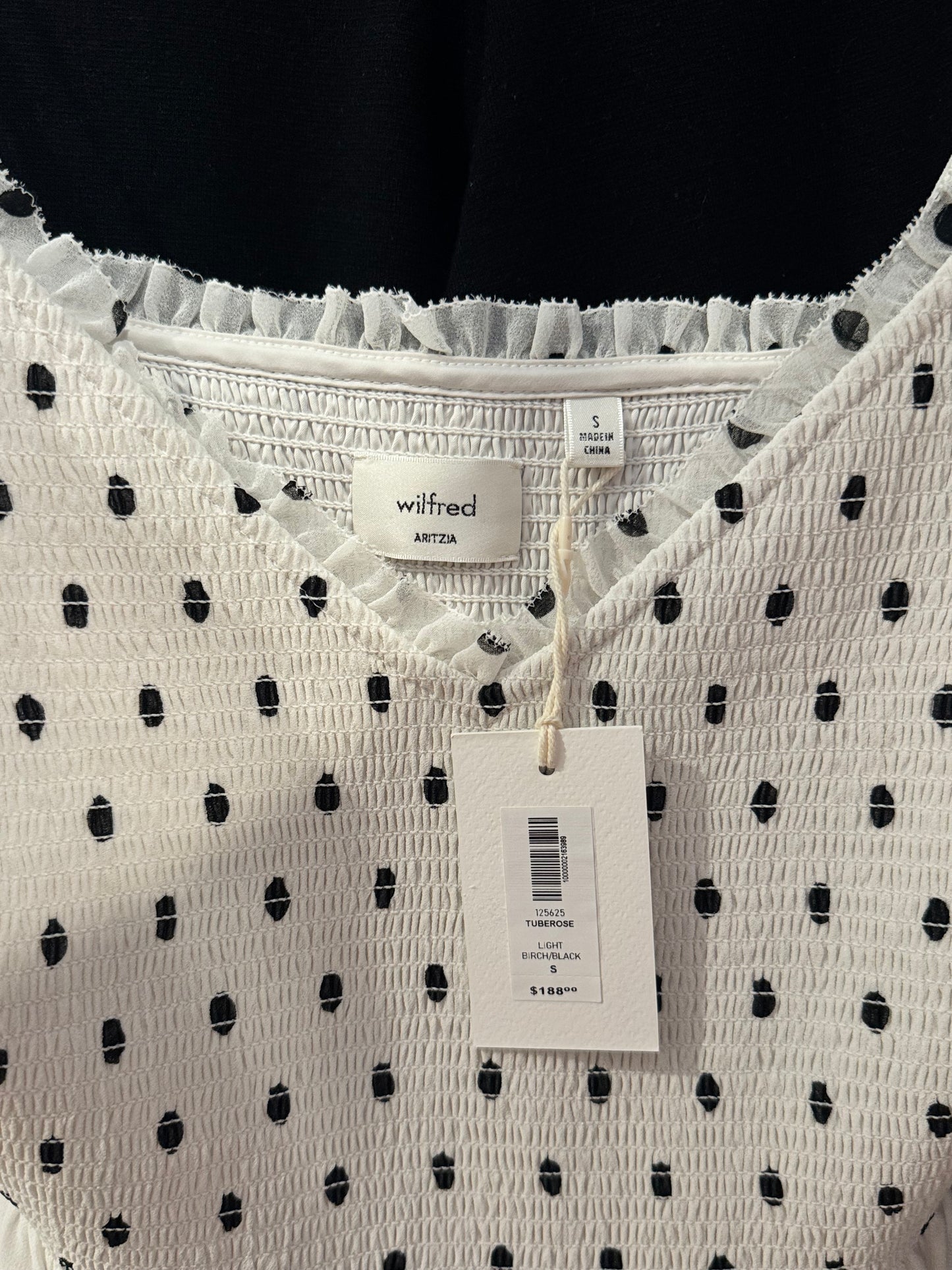 Wilfred “Tuberose Birch/Black” Dress, Size Small