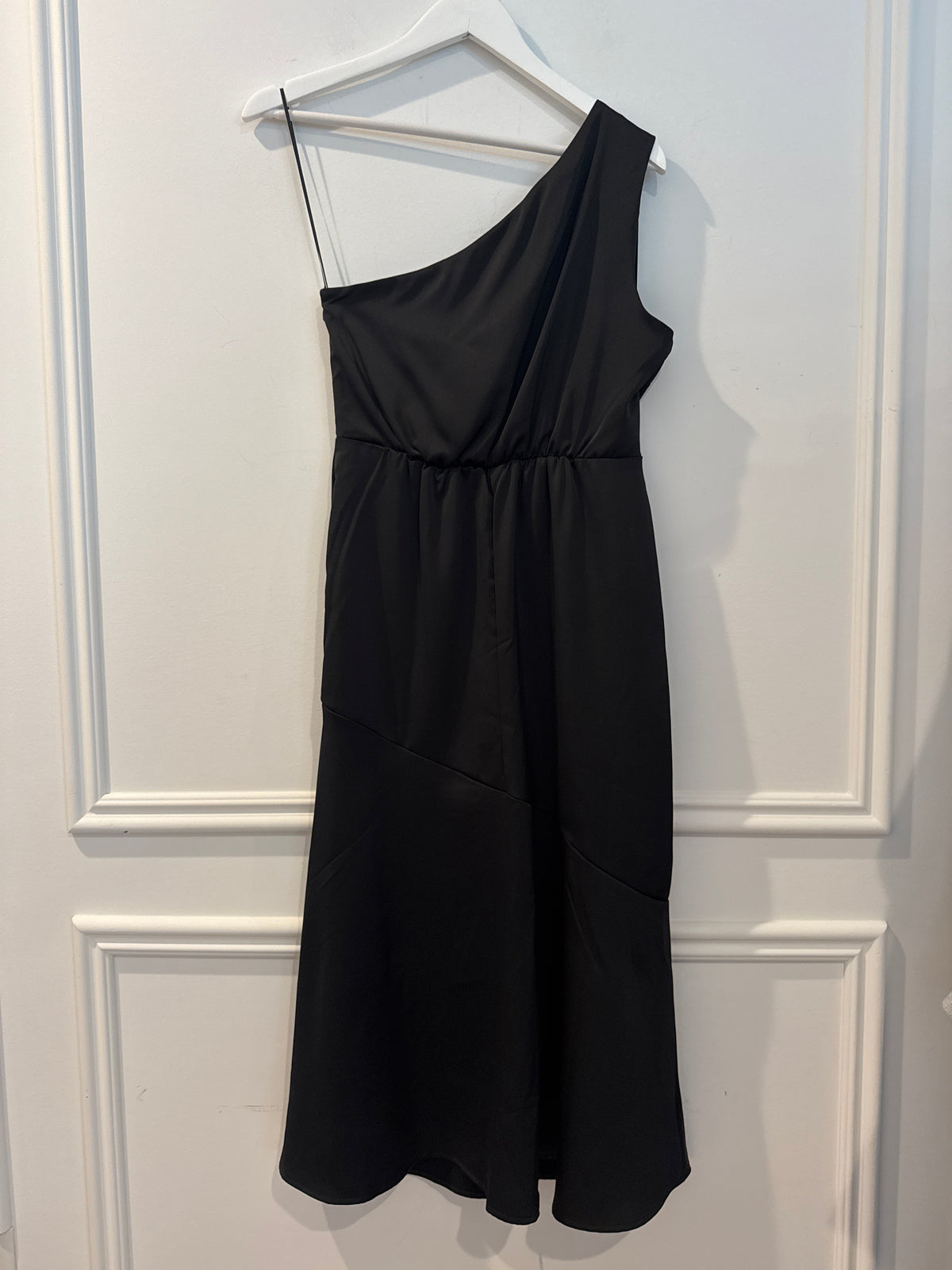 Sam Edelman Black One Shoulder Midi-Dress, Size 4