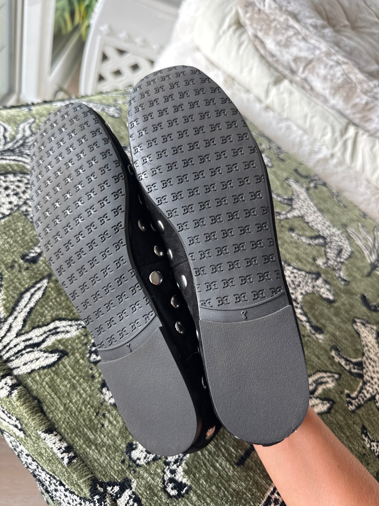 Sam Edelman Alie Black Suede Stud Flats, Size US8