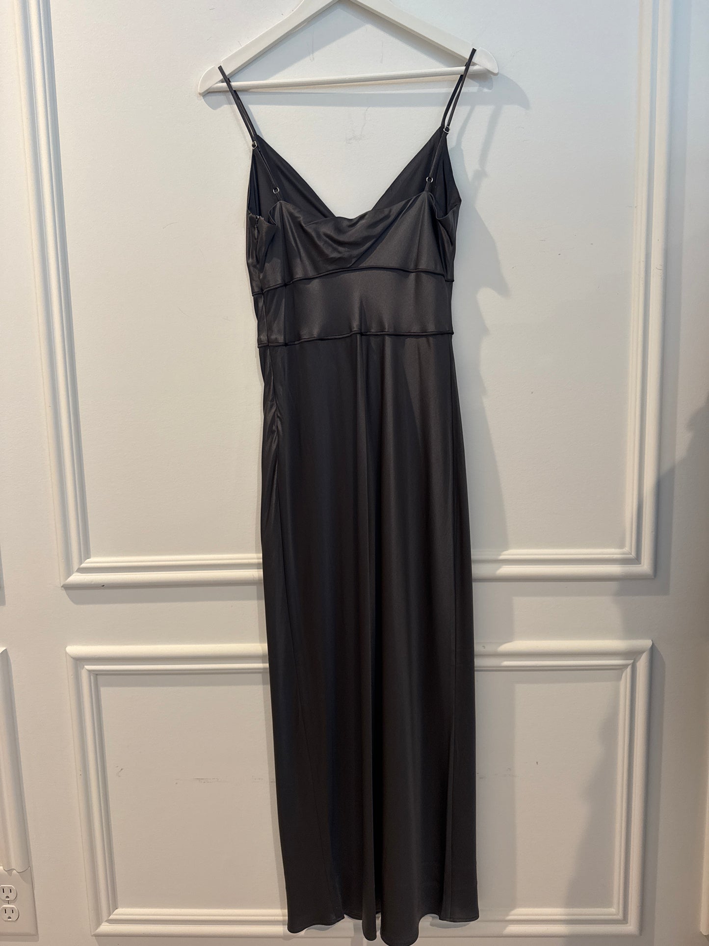 Everlane Satin Dark Grey Dress, Size 4
