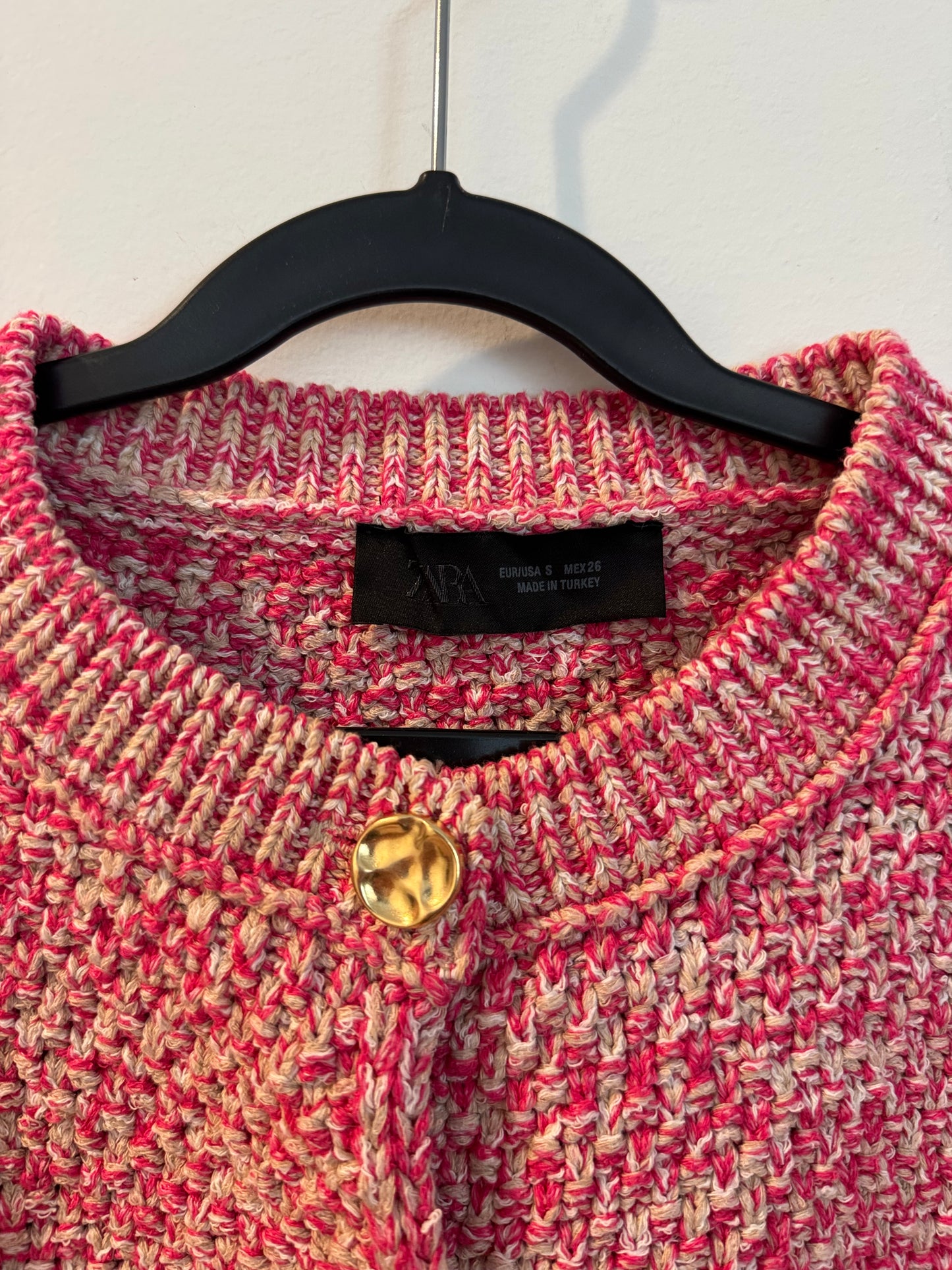 Zara 3/4 Sleeve Pink Cardigan, Size Small