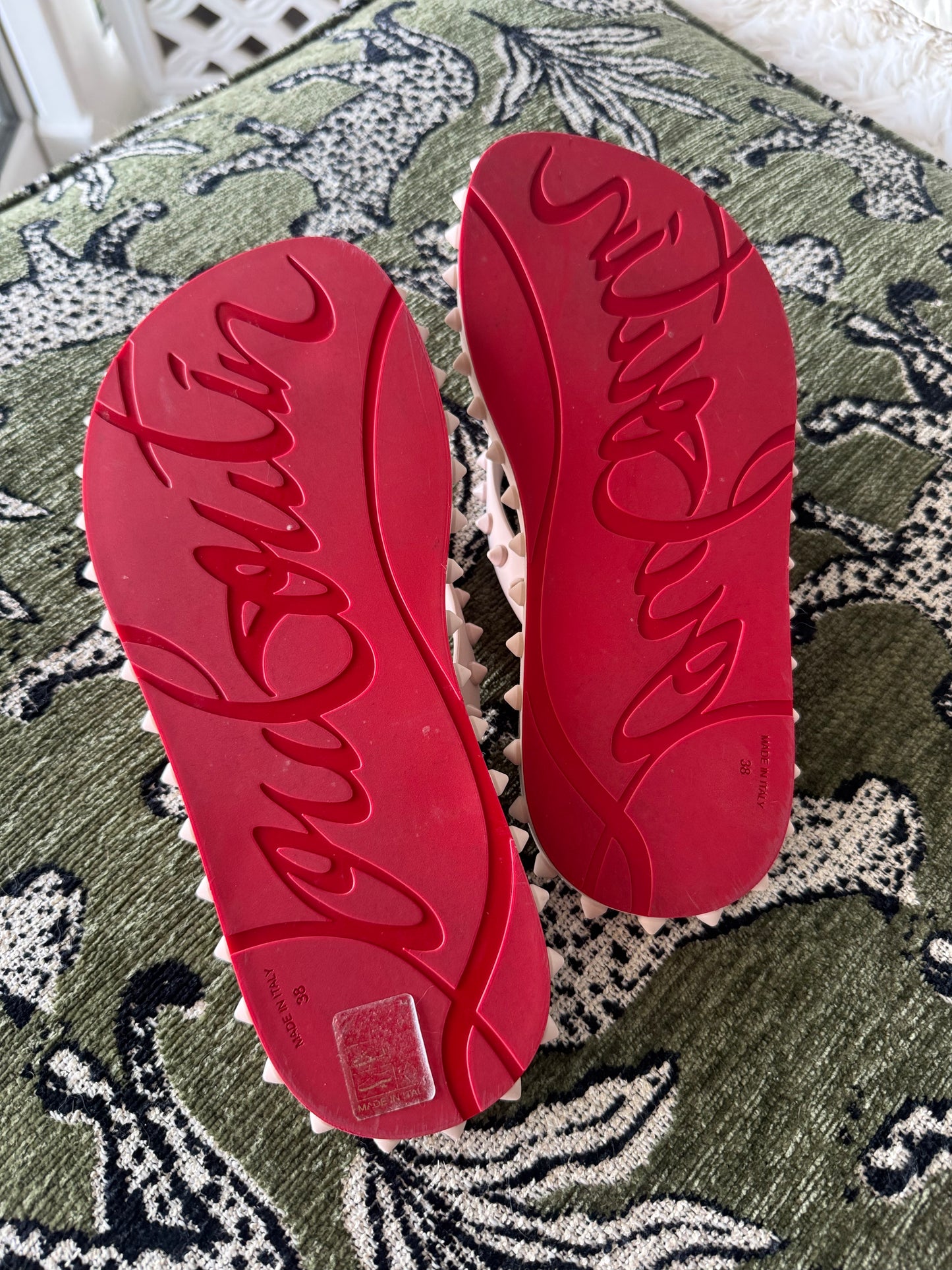 Christian Louboutin Super Loubi Studded Flipflops, size Women’s US8
