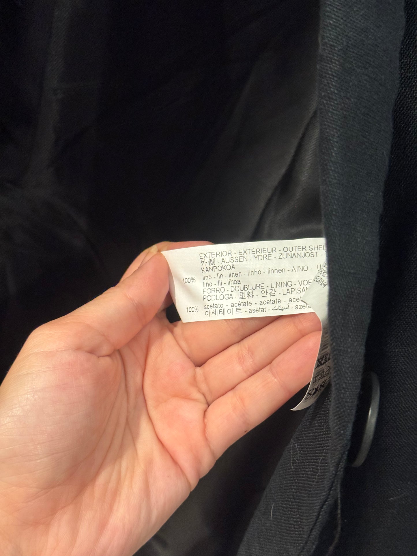 Zara Black Linen Blazer, Size Small