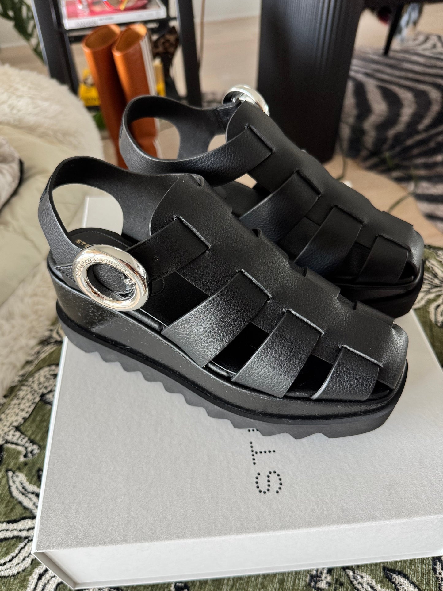 Stella McCartney Elyse Wedge Sandals, Size US8