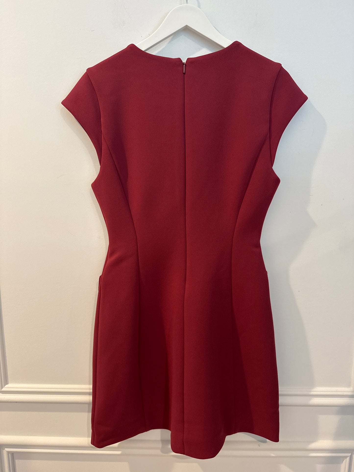 Babaton Figureknit Priestly Dress, Red, Size Medium