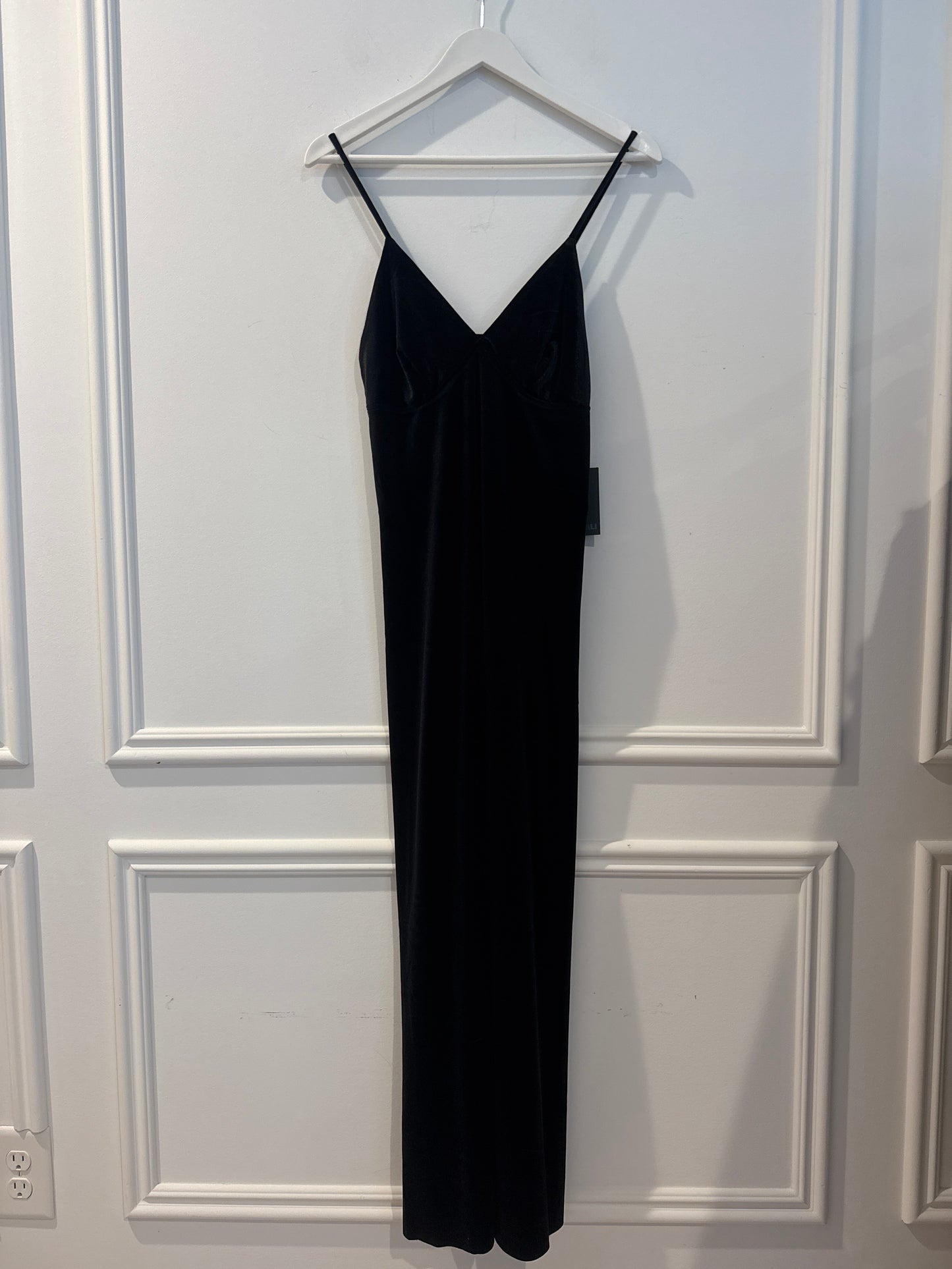 Norma Kamali Black Velvet Slip Dress, Size Small