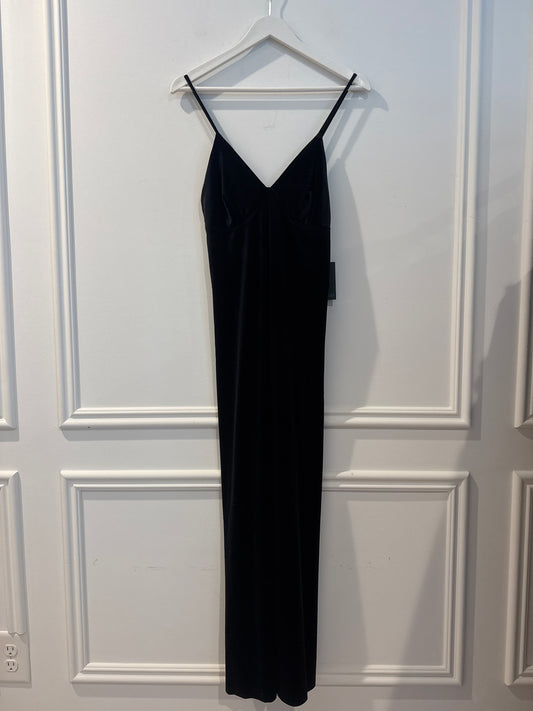 Norma Kamali Black Velvet Slip Dress, Size Small