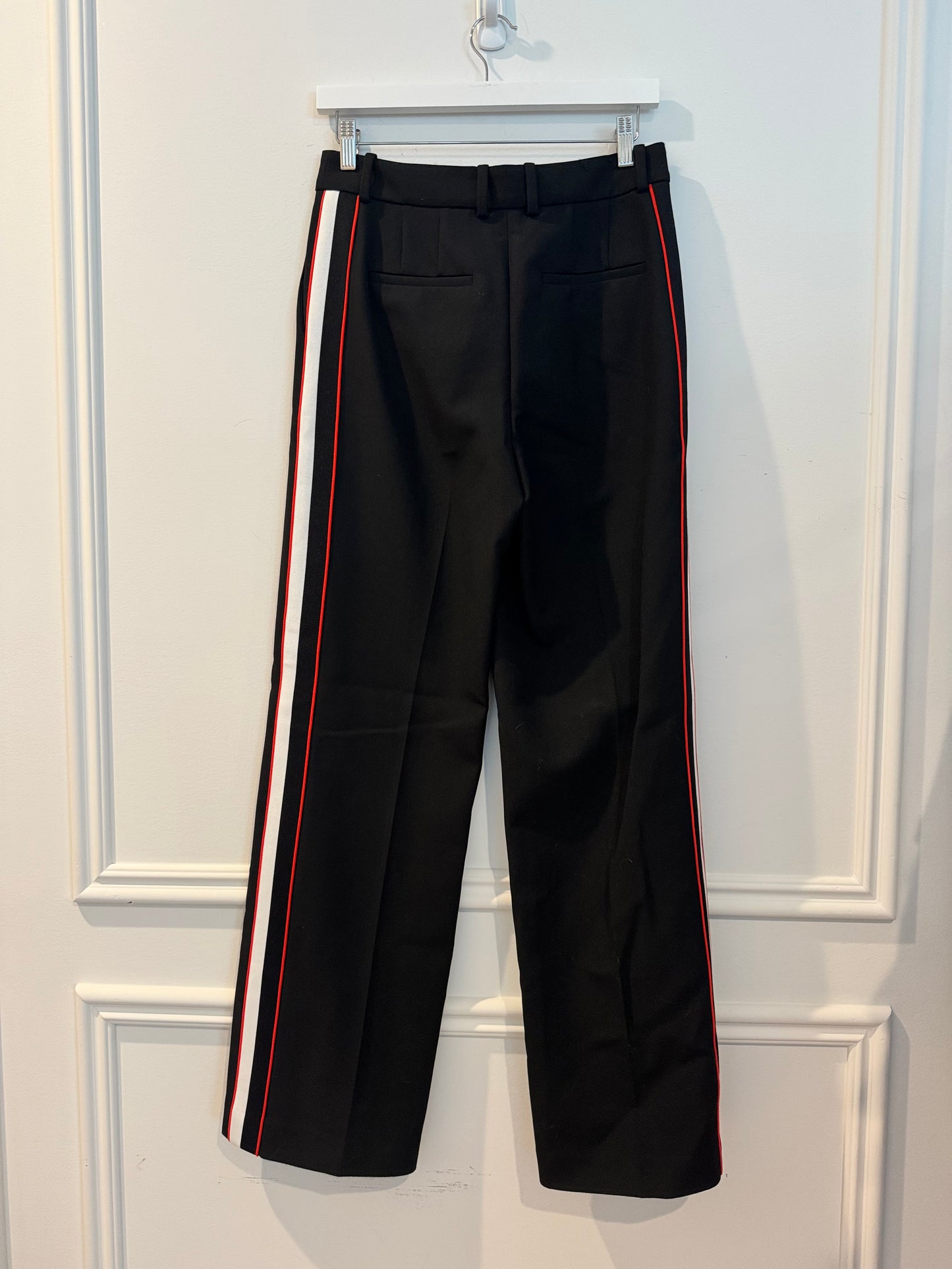 Babaton Black/Red/White Striped Trousers, Size 4