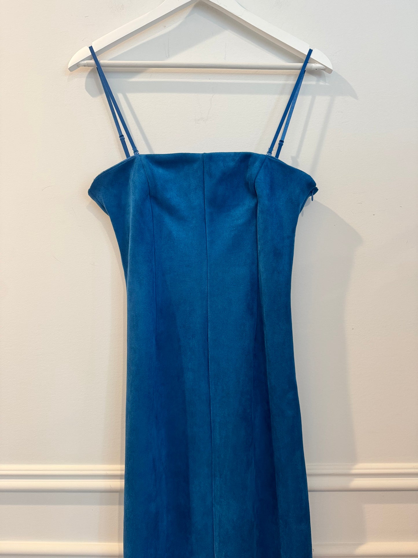 Zara Faux Suede Blue Dress, Size Medium