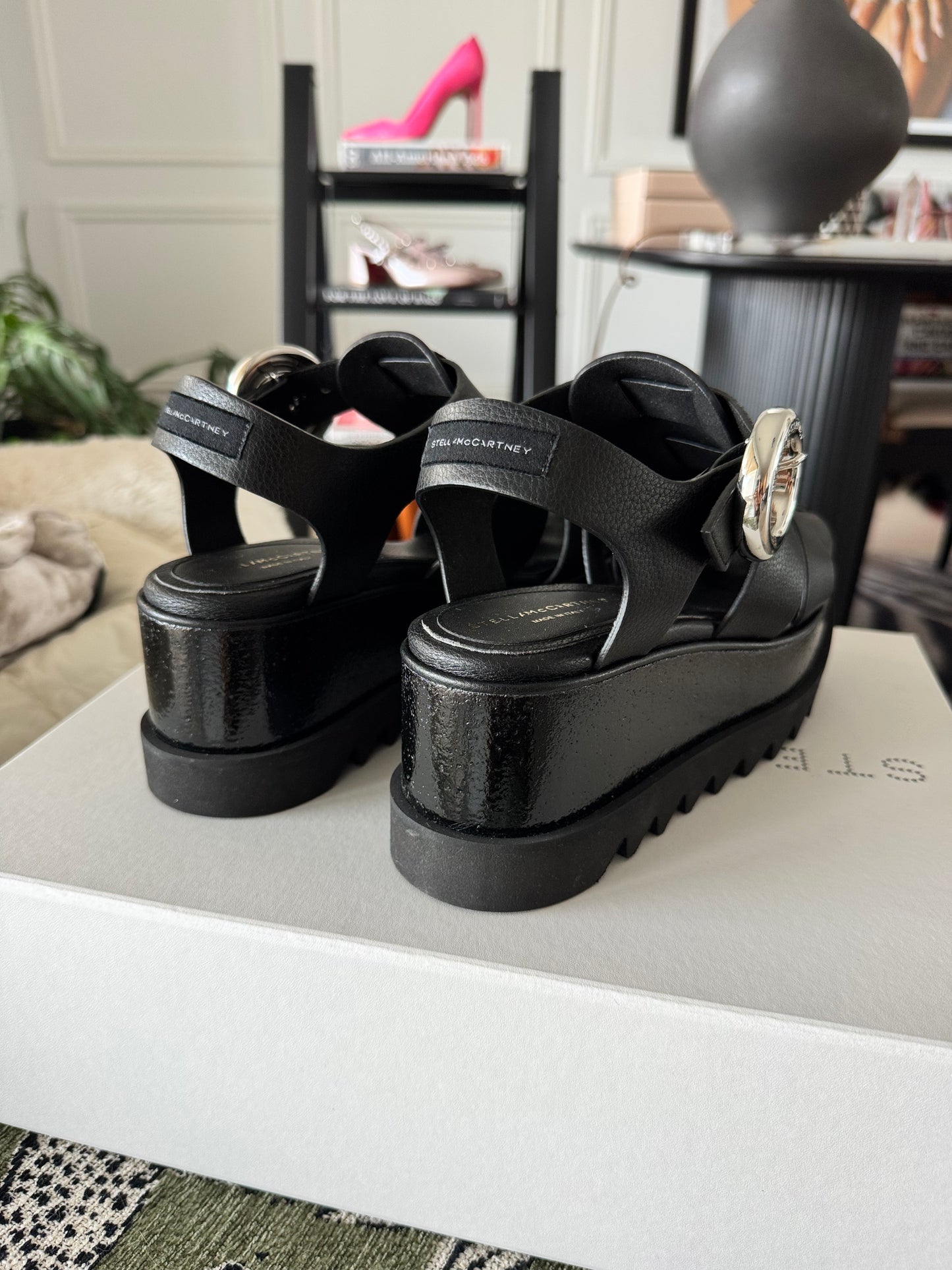 Stella McCartney Elyse Wedge Sandals, Size US8