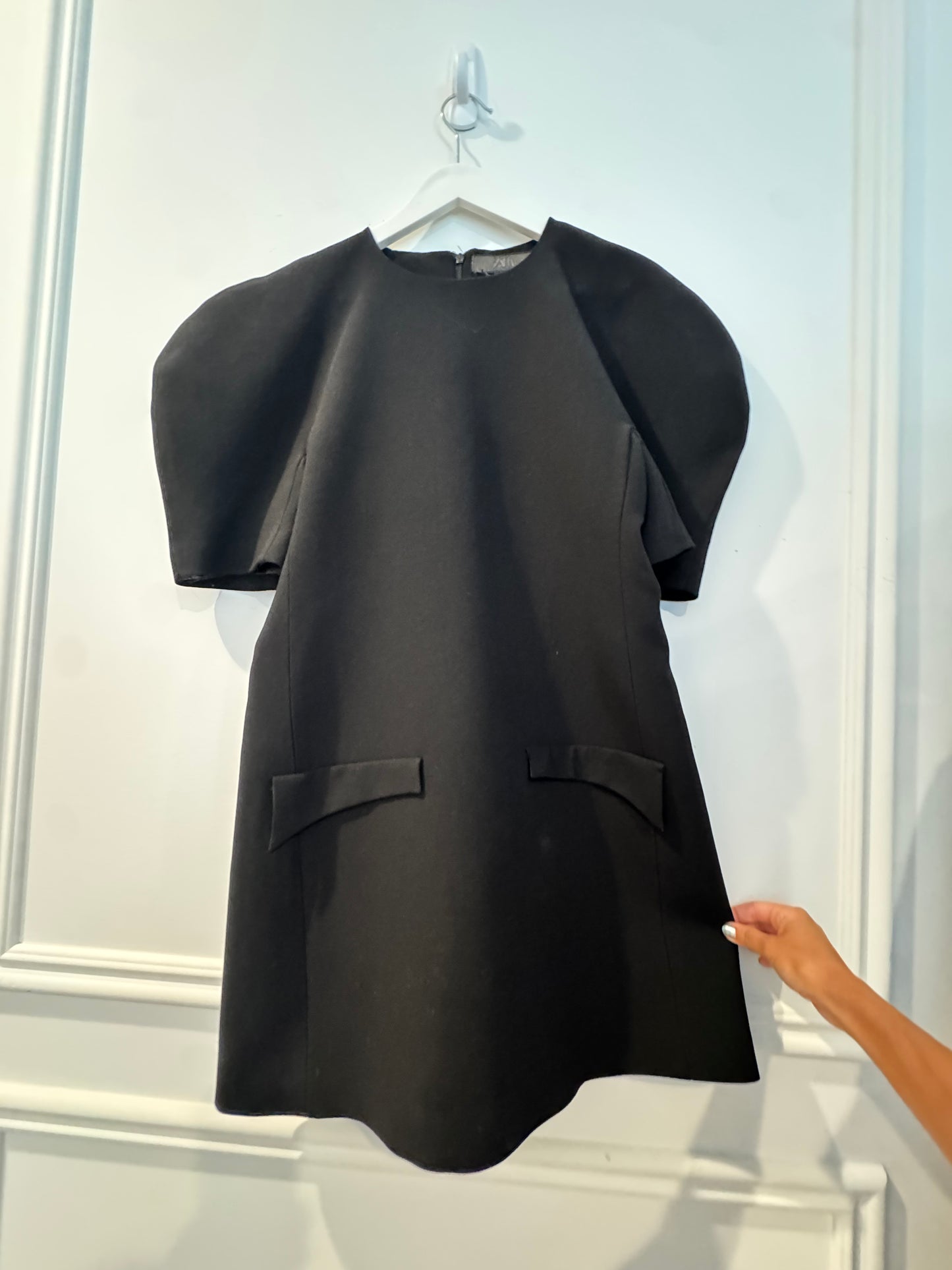 Zara Black Puff Sleeve Dress, Size Medium