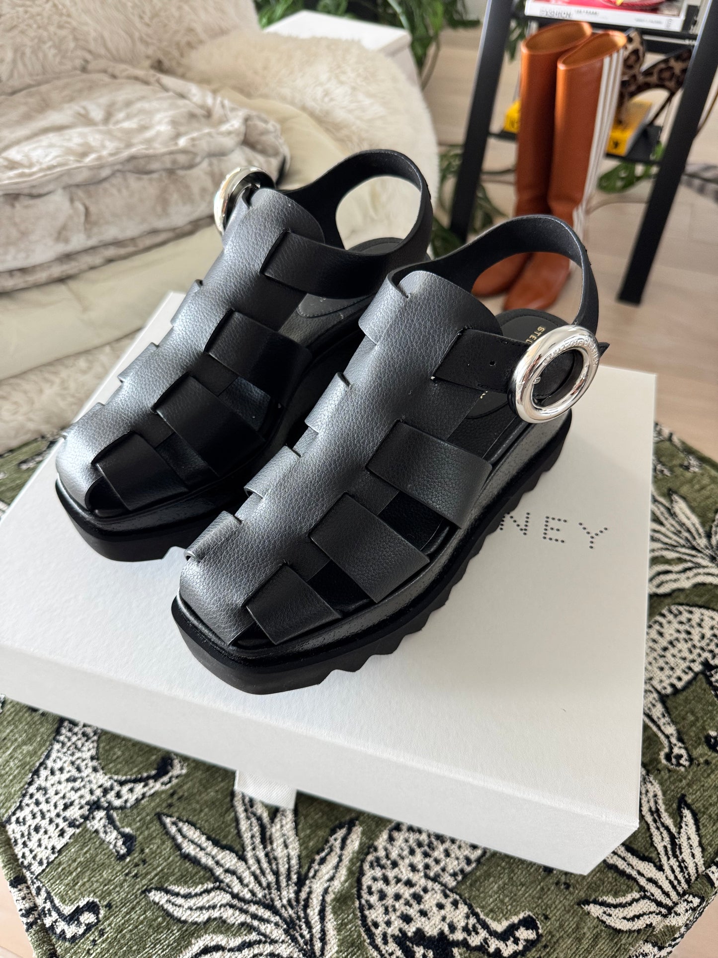 Stella McCartney Elyse Wedge Sandals, Size US8