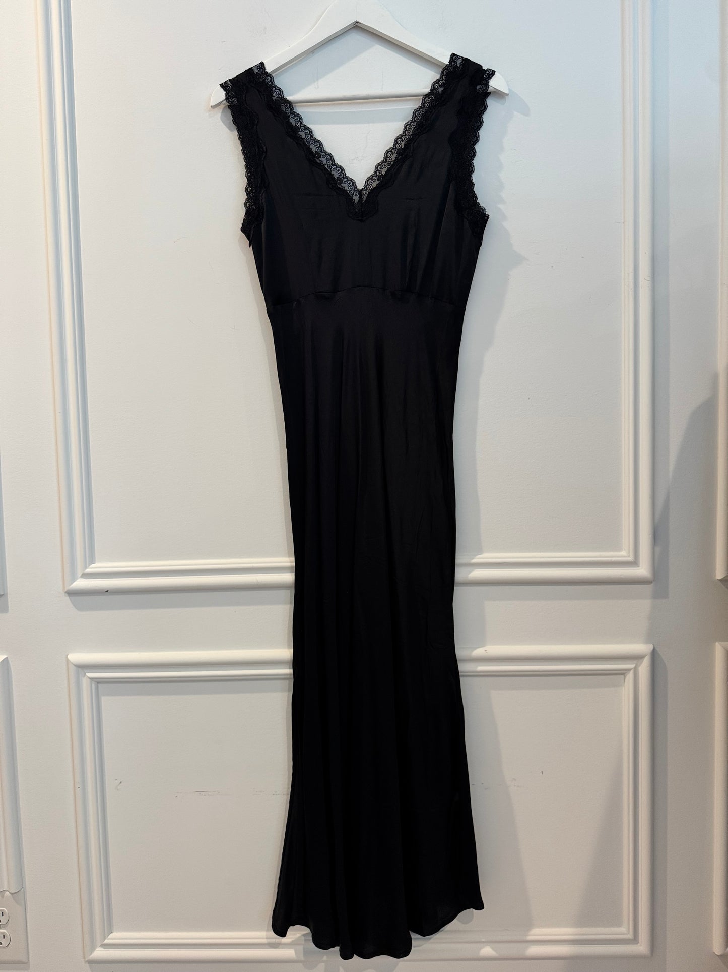 Gap Satin Lace Trim V-neck Maxi Slip Dress, Size Small