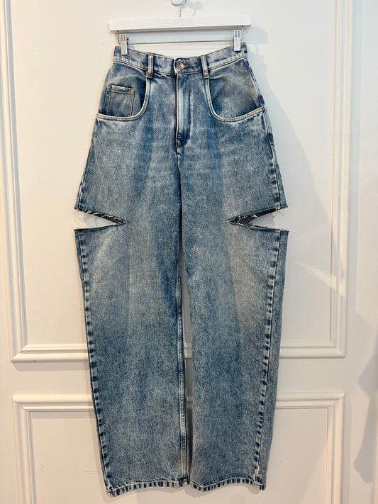 Maison Margiela Cutout High-Rise Wide-Leg Jeans, Italian Size 40 / US Size 4
