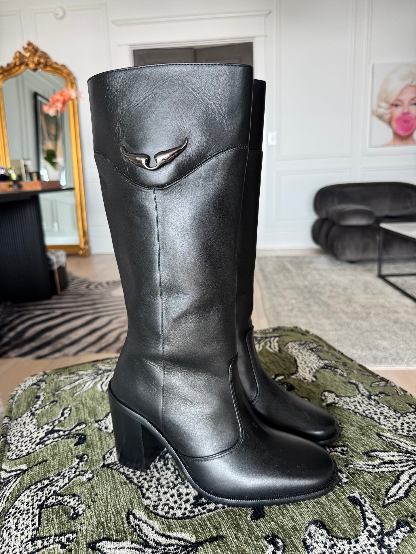 Zadig & Voltaire Preiser Calfskin Tall Boots, Size 8
