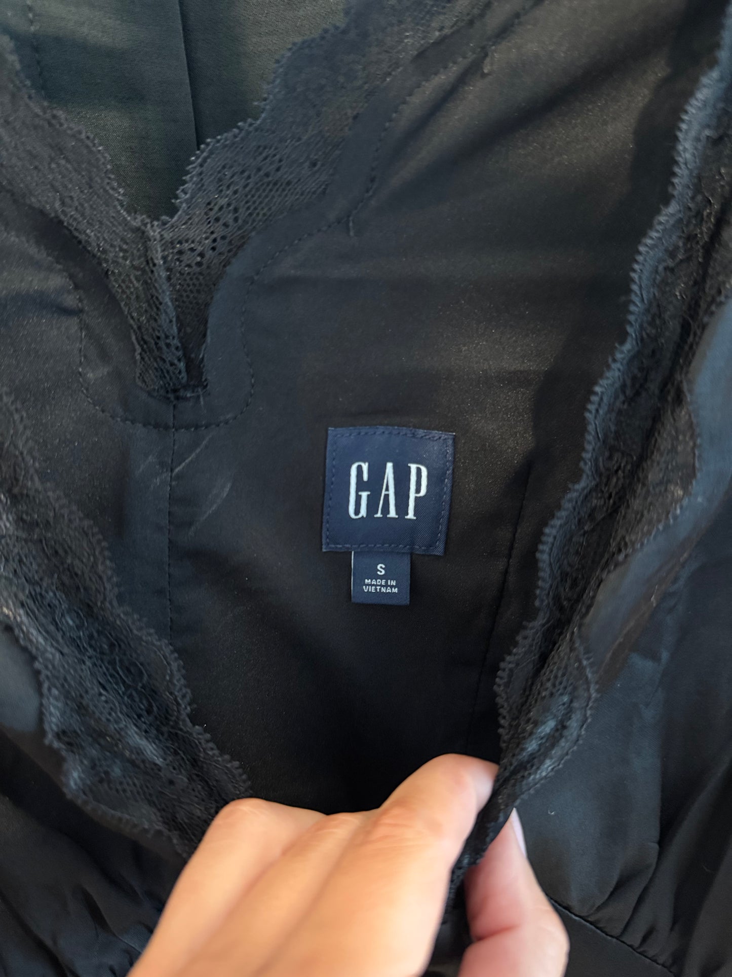 Gap Satin Lace Trim V-neck Maxi Slip Dress, Size Small