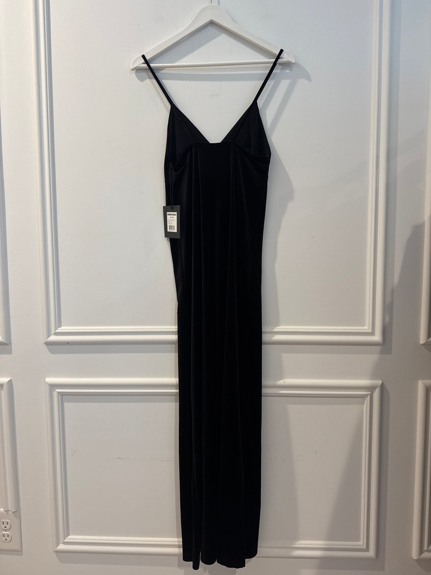 Norma Kamali Black Velvet Slip Dress, Size Small