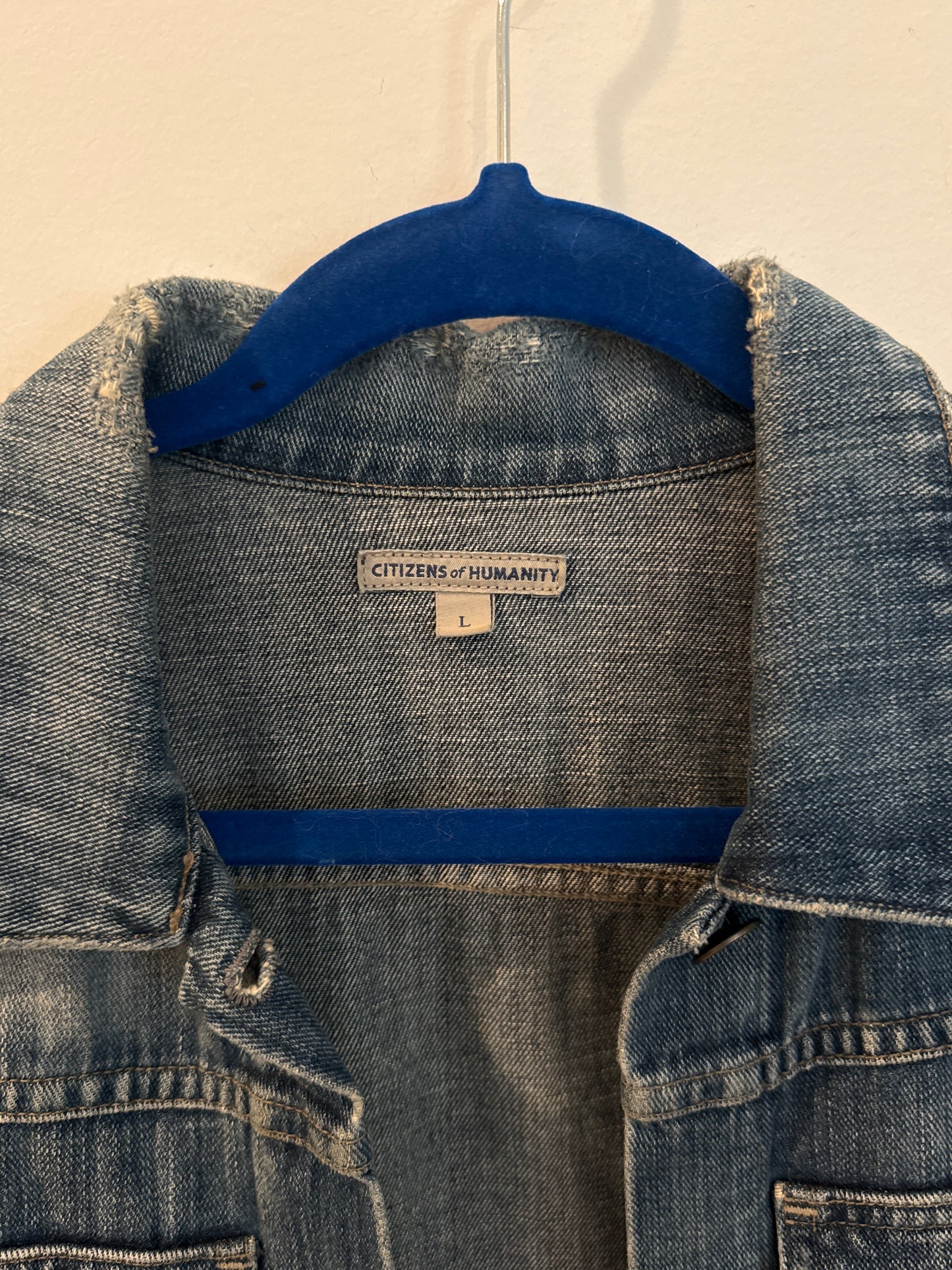 Citizens Of Humanity Distressed Denim Jacket, Size Large