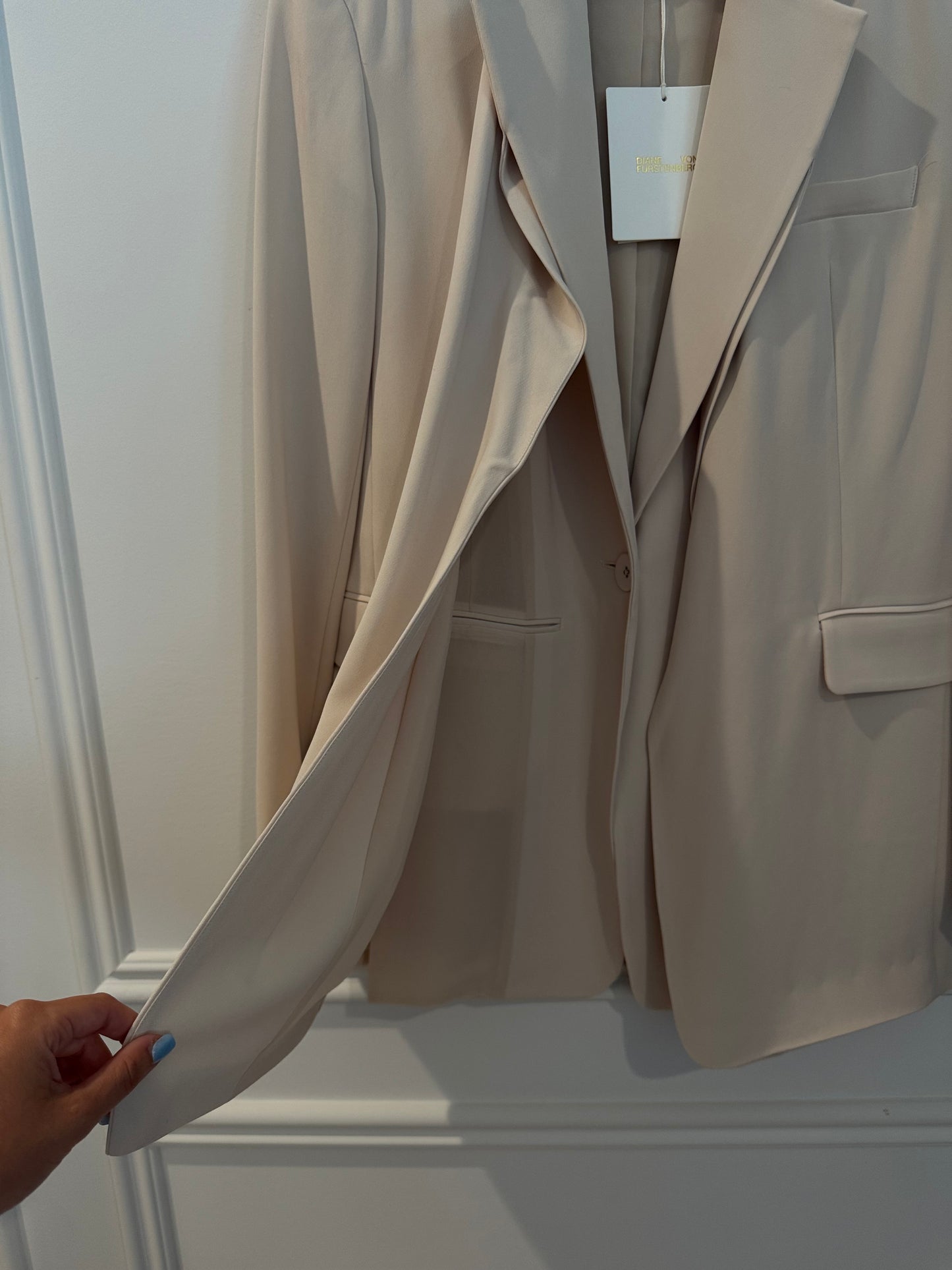 DVF Isla Jacket in Ivory, Size Small