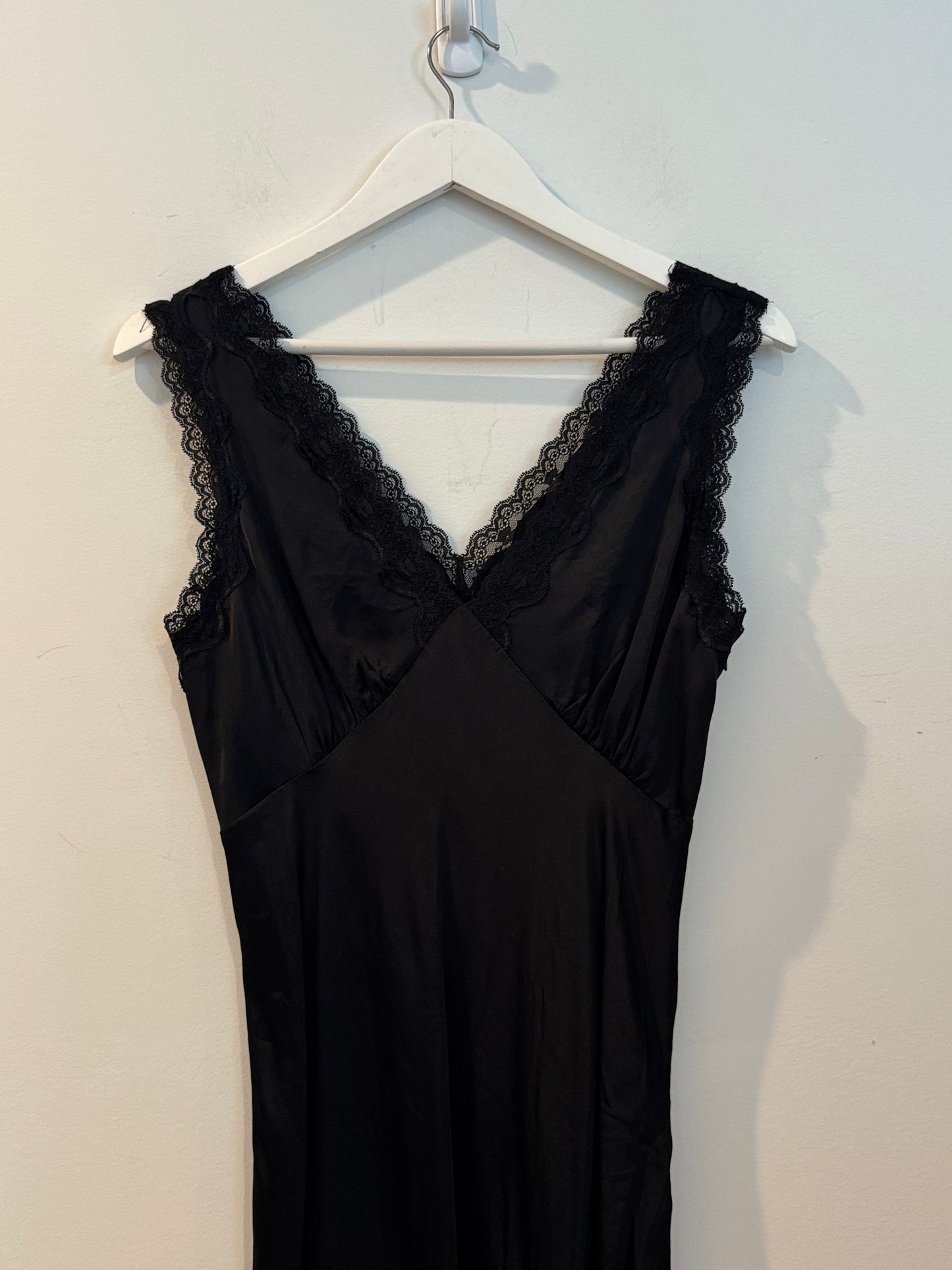 Gap Satin Lace Trim V-neck Maxi Slip Dress, Size Small