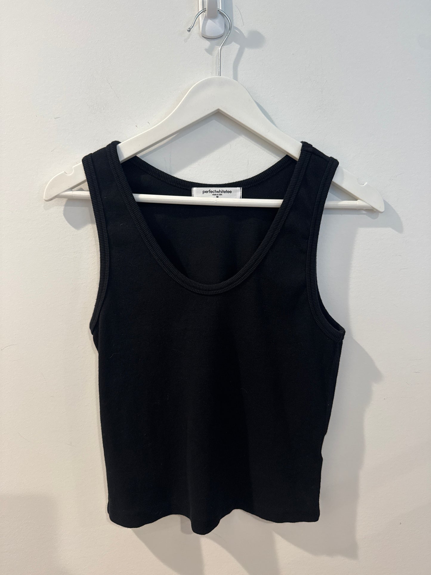 Perfectwhitetee Black Tank, Size Medium