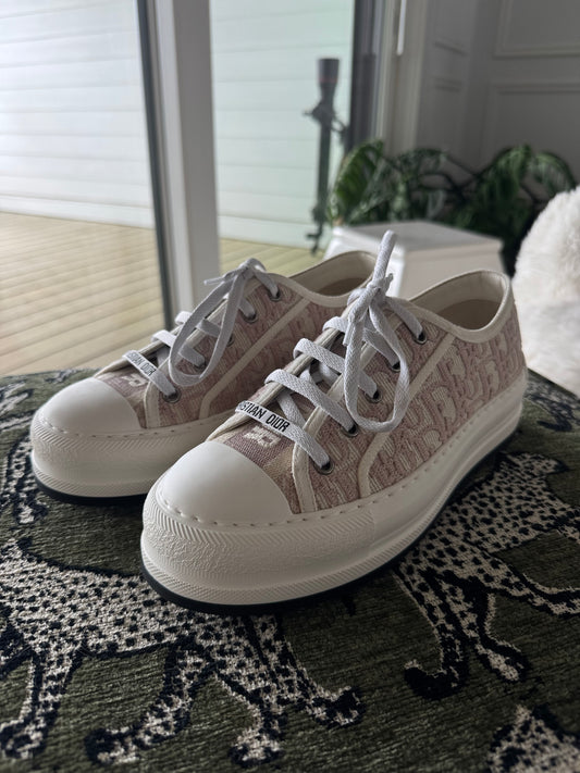 DIOR “Walk’n’Dior Sneaker”, Nude Dior Oblique Embroidered Cotton, Size Women’s US 8