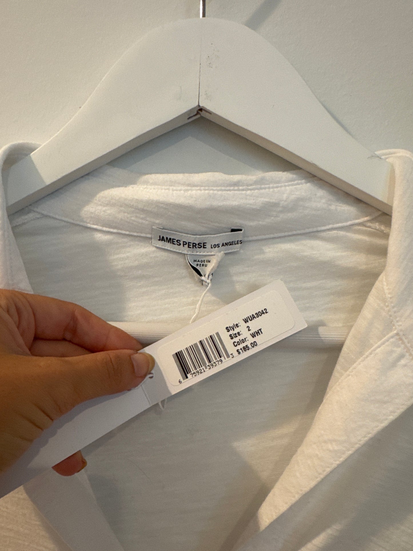 James Perse Sheer Slub Side Panel Shirt, Size 2