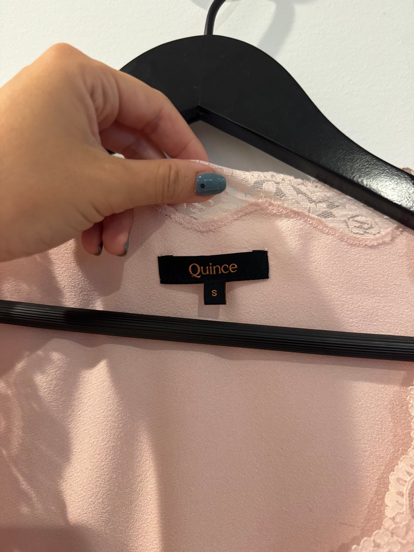 Quince Crepe Lace Puff Sleeve Blouse, Size Small