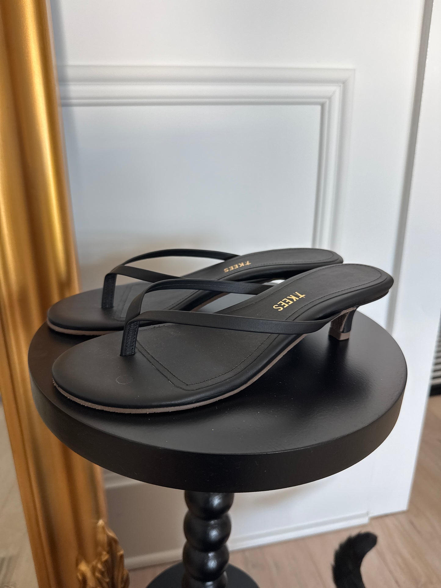 TKEES Julia Kitten Heel Flipflops, Black, Size 8