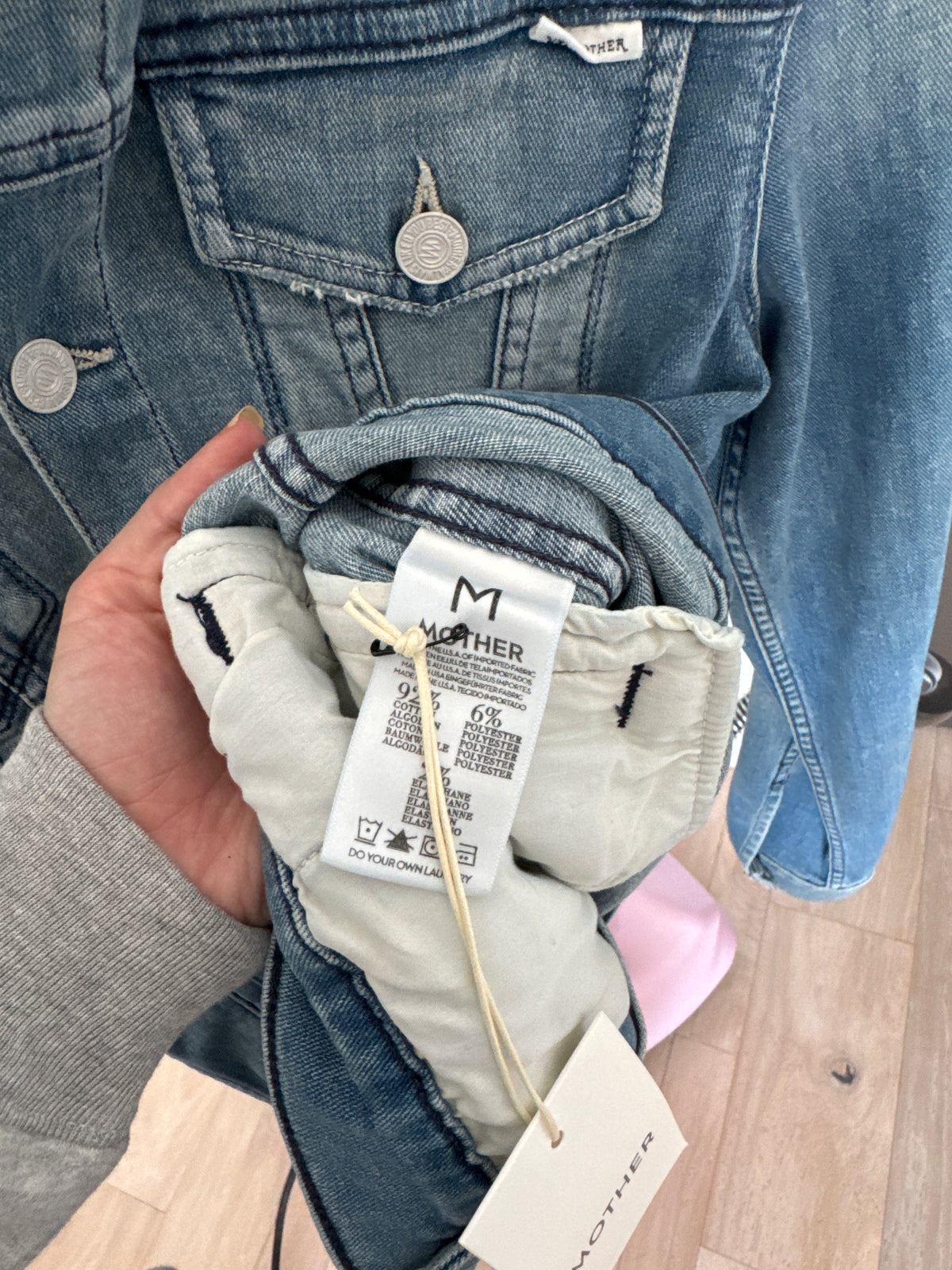 Mother Denim Jacket w/ Star Detail on Sleeves, Size Medium