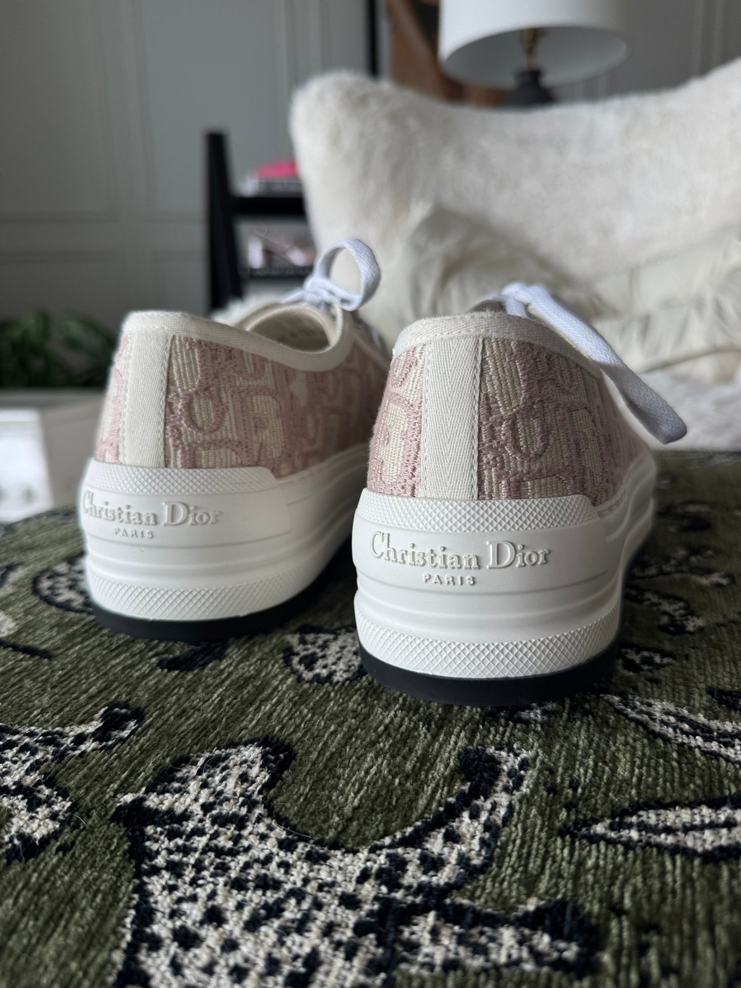 DIOR “Walk’n’Dior Sneaker”, Nude Dior Oblique Embroidered Cotton, Size Women’s US 8