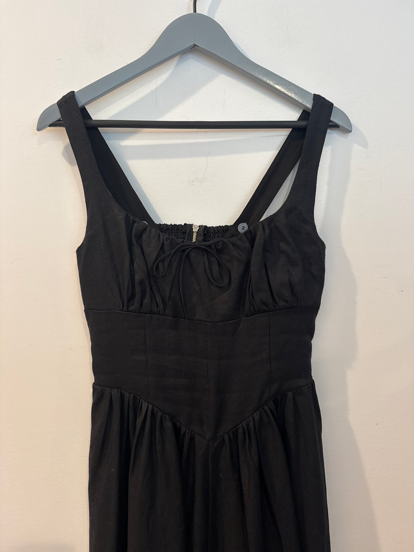 Reformation Balia Linen Dress in Black, Size 6