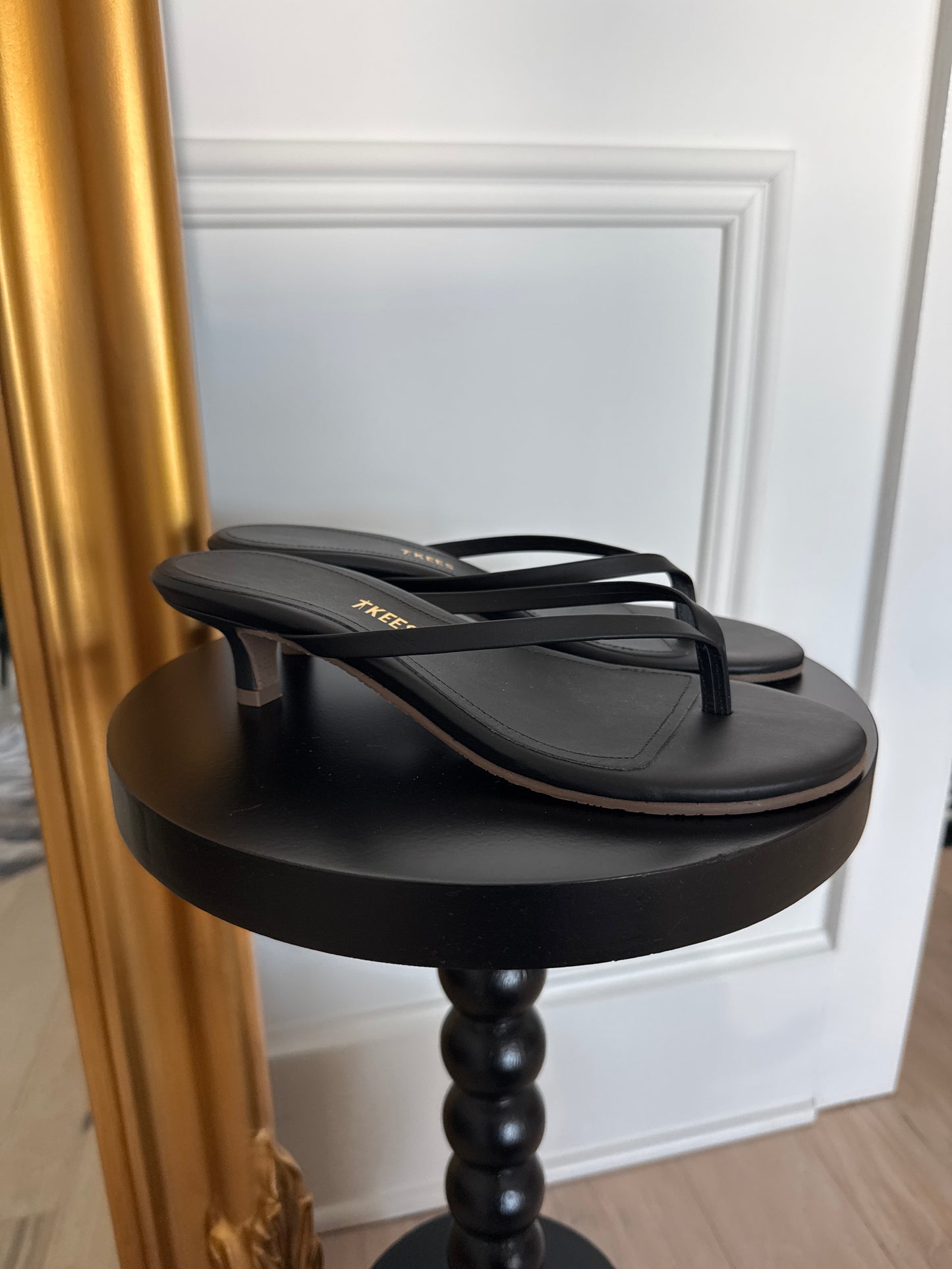 TKEES Julia Kitten Heel Flipflops, Black, Size 8