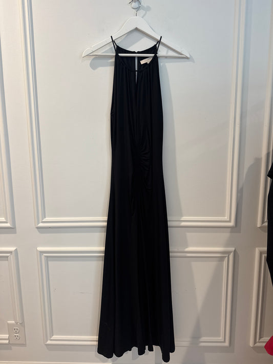 LOFT Ruched Midi Halter Dress in Black, Size 4