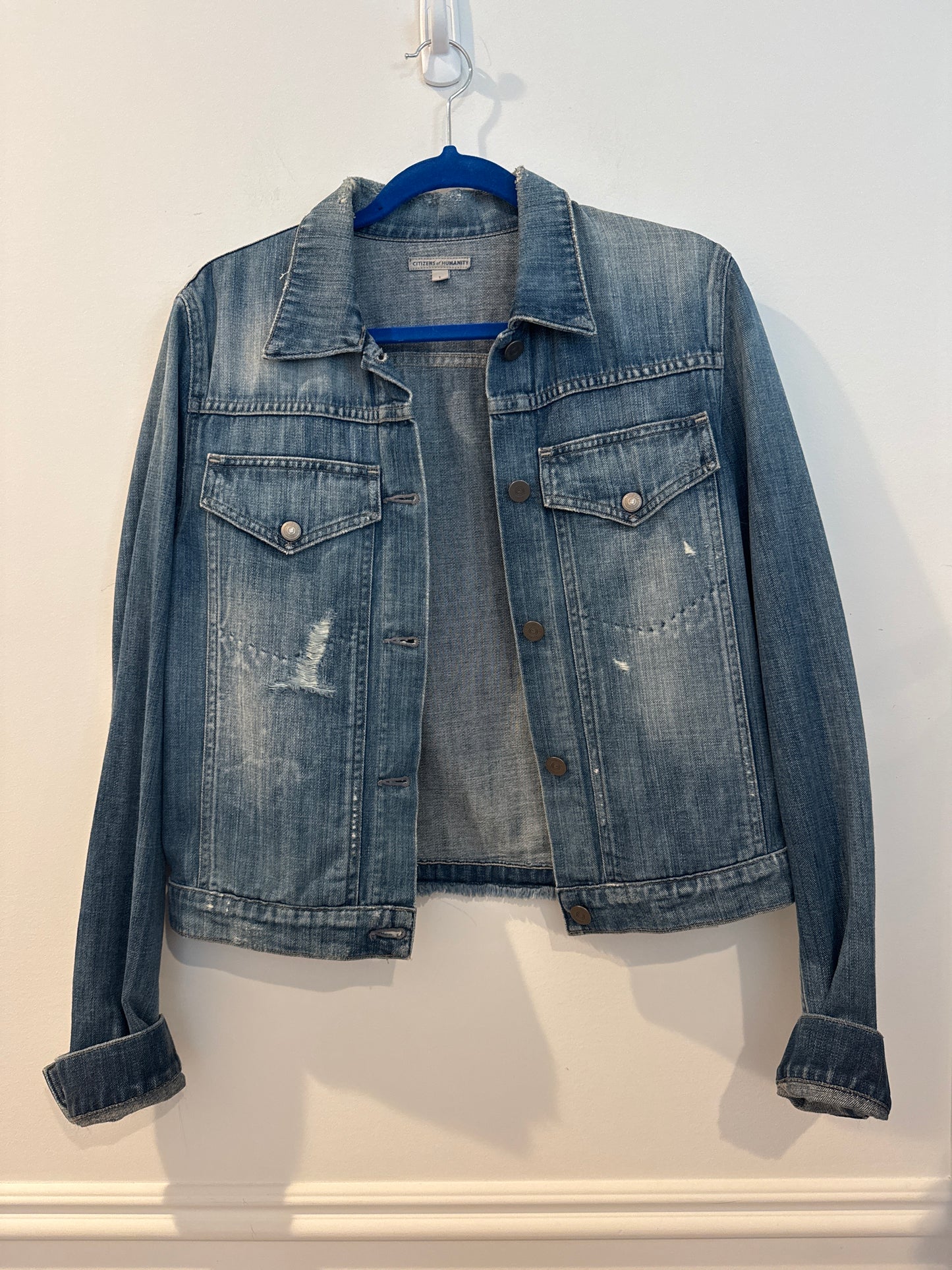 Citizens Of Humanity Distressed Denim Jacket, Size Large