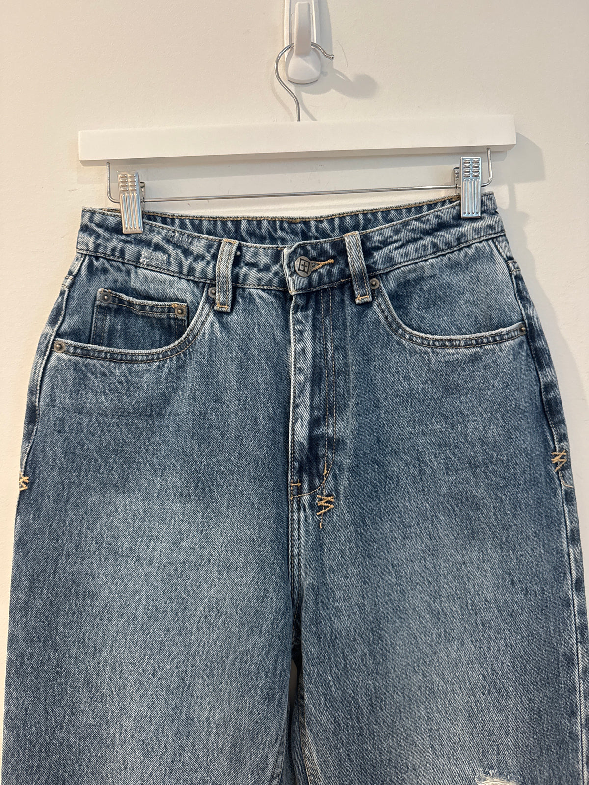 Ksubi Playback Authentik Trashed High Rise Straight Jeans, Size 26”