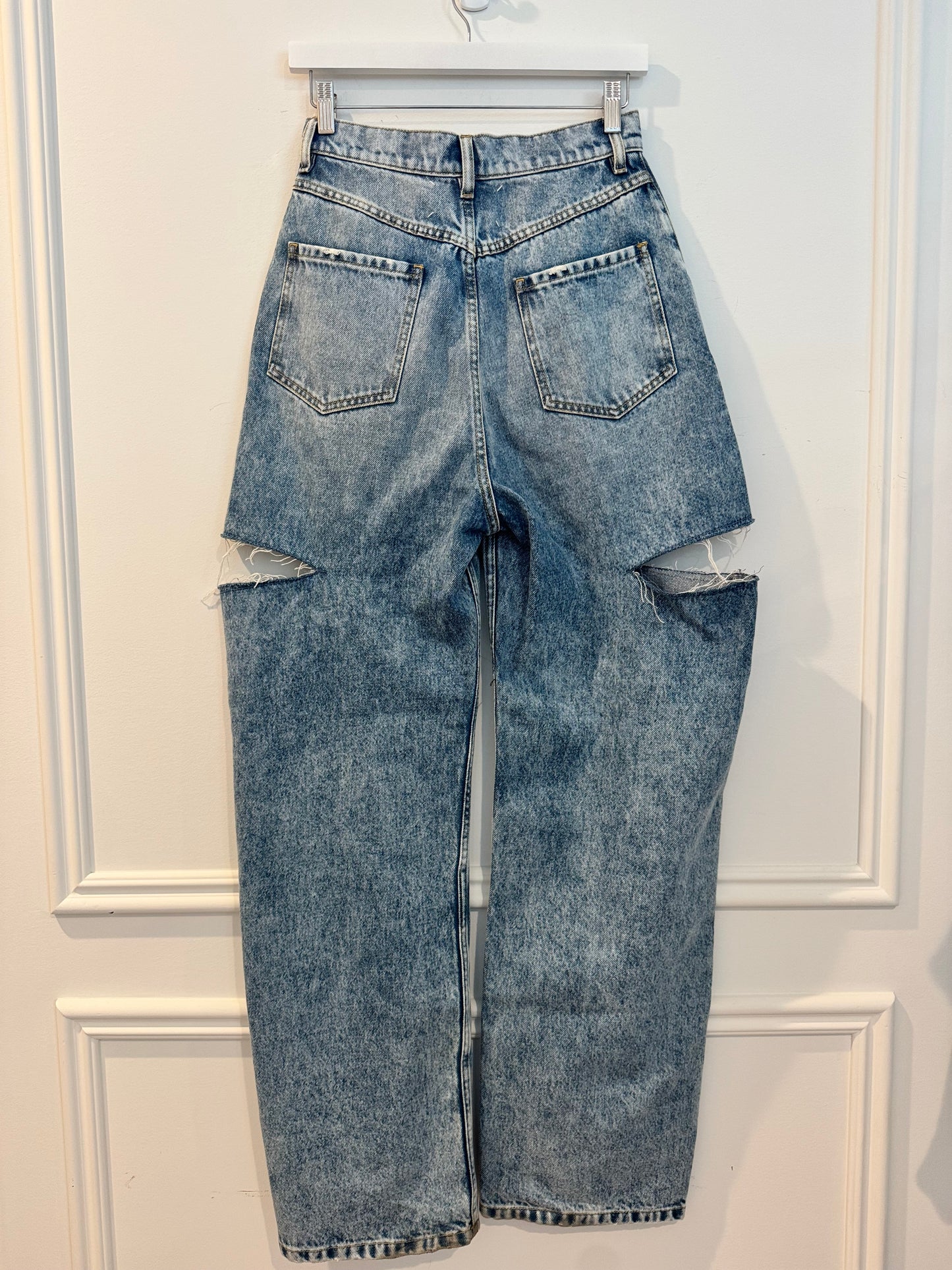 Maison Margiela Cutout High-Rise Wide-Leg Jeans, Italian Size 40 / US Size 4