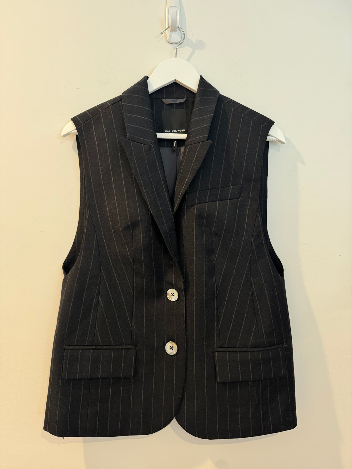 Marissa Webb Arley Pinstripe Boy Blazer Vest, Size Small