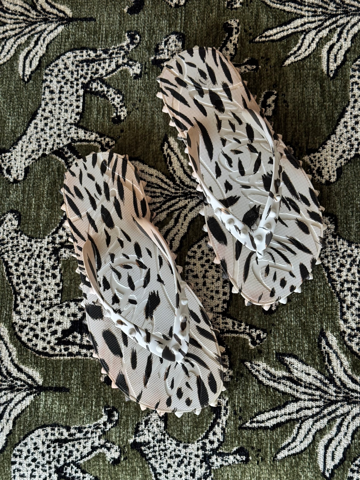 Christian Louboutin Super Loubi Leopard Print Spiked Flip Flops, Size 8