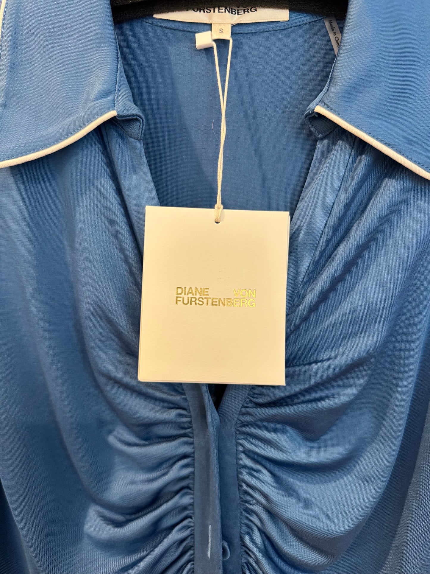 DVF Sheska Dress in Dusk Blue, Size Small