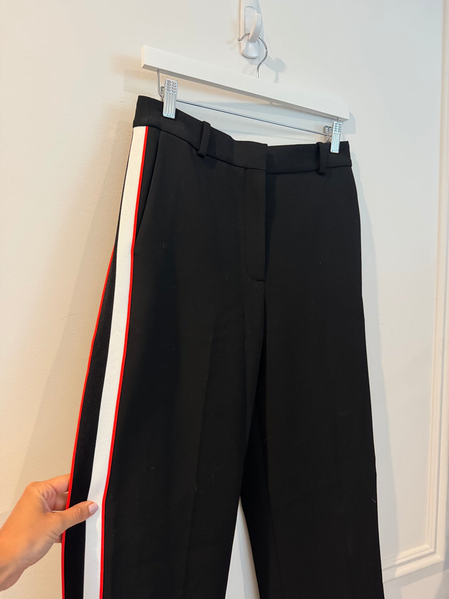 Babaton Black/Red/White Striped Trousers, Size 4