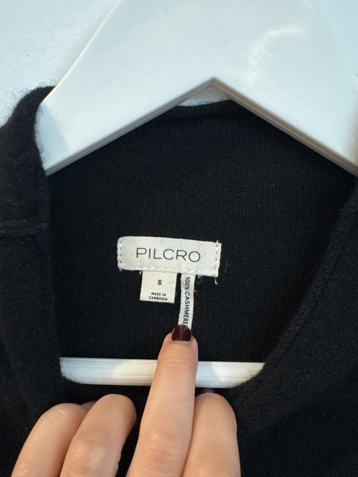 Pilcro 100% Cashmere Black Mock Neck Sweater, Size Small