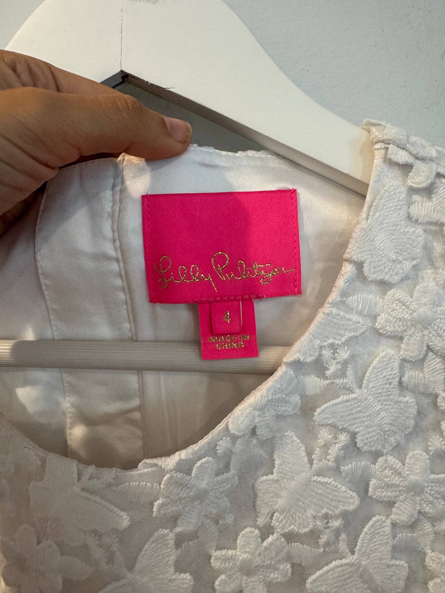 Lilly Pulitzer White Butterfly Lace Dress, Size Small