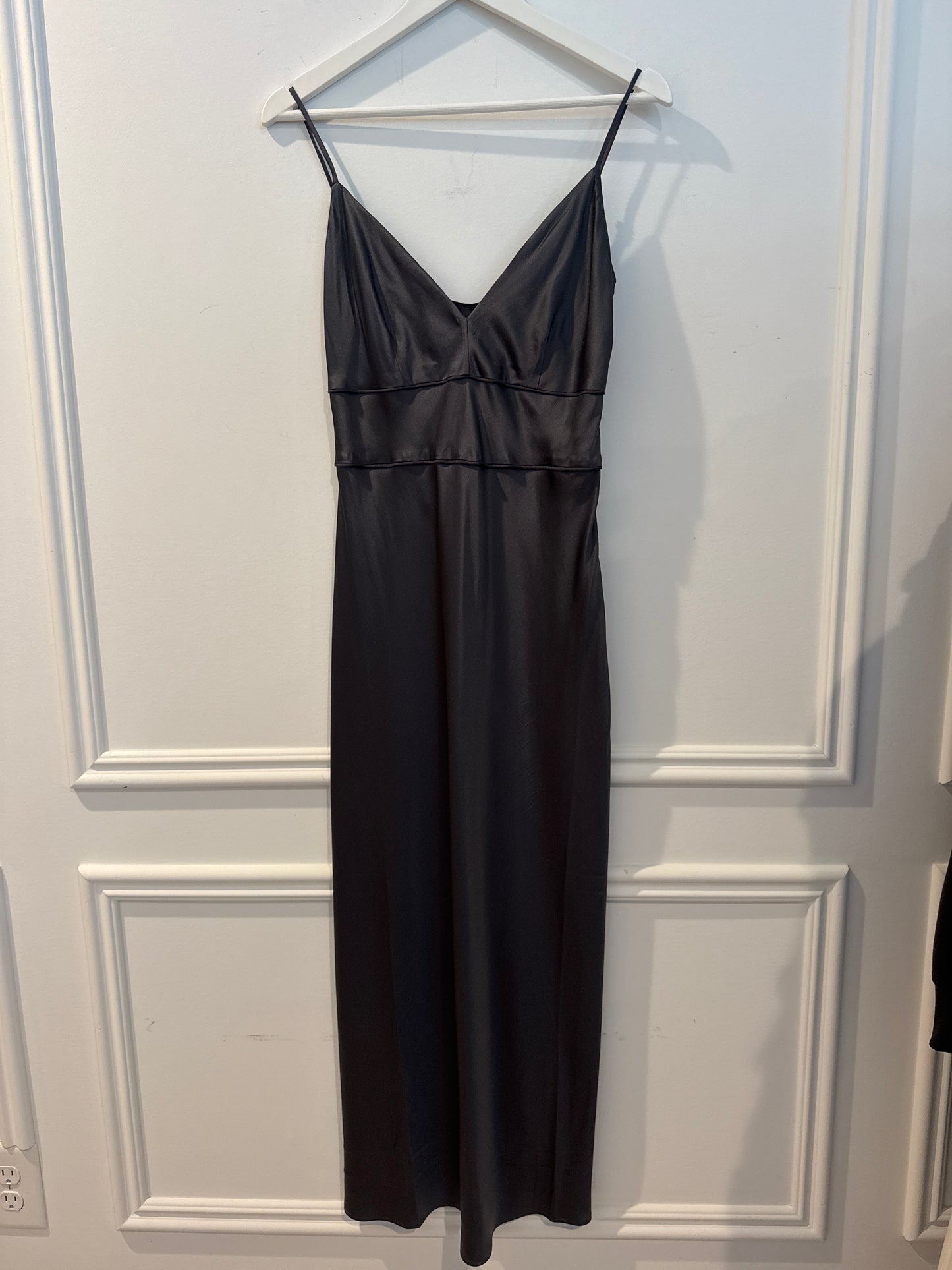 Everlane Satin Dark Grey Dress, Size 4