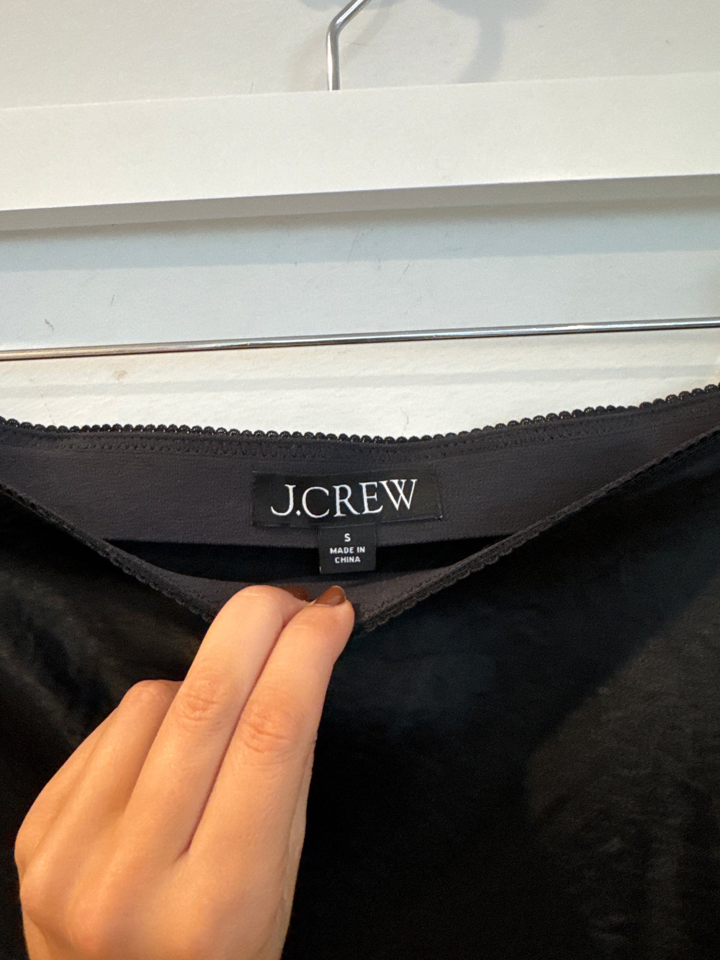J Crew Black Lace Trim Slip Skirt, Size Small