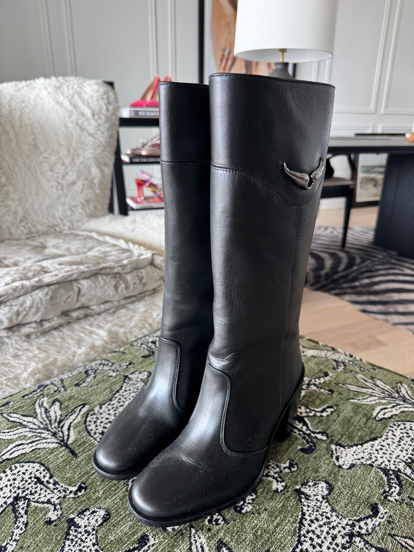 Zadig & Voltaire Preiser Calfskin Tall Boots, Size 8
