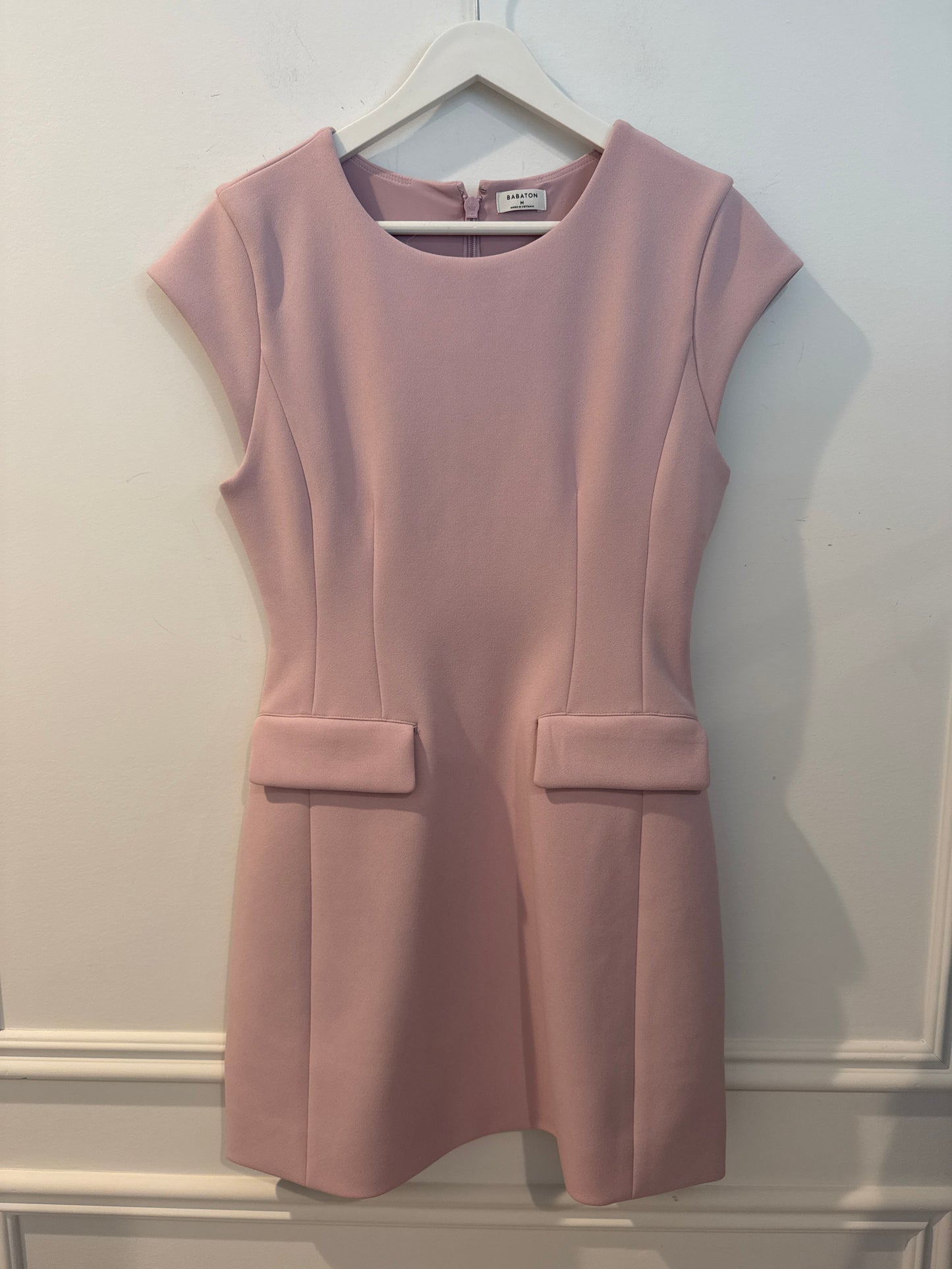 Babaton Figureknit Priestly Dress, Light Pink, Size Medium