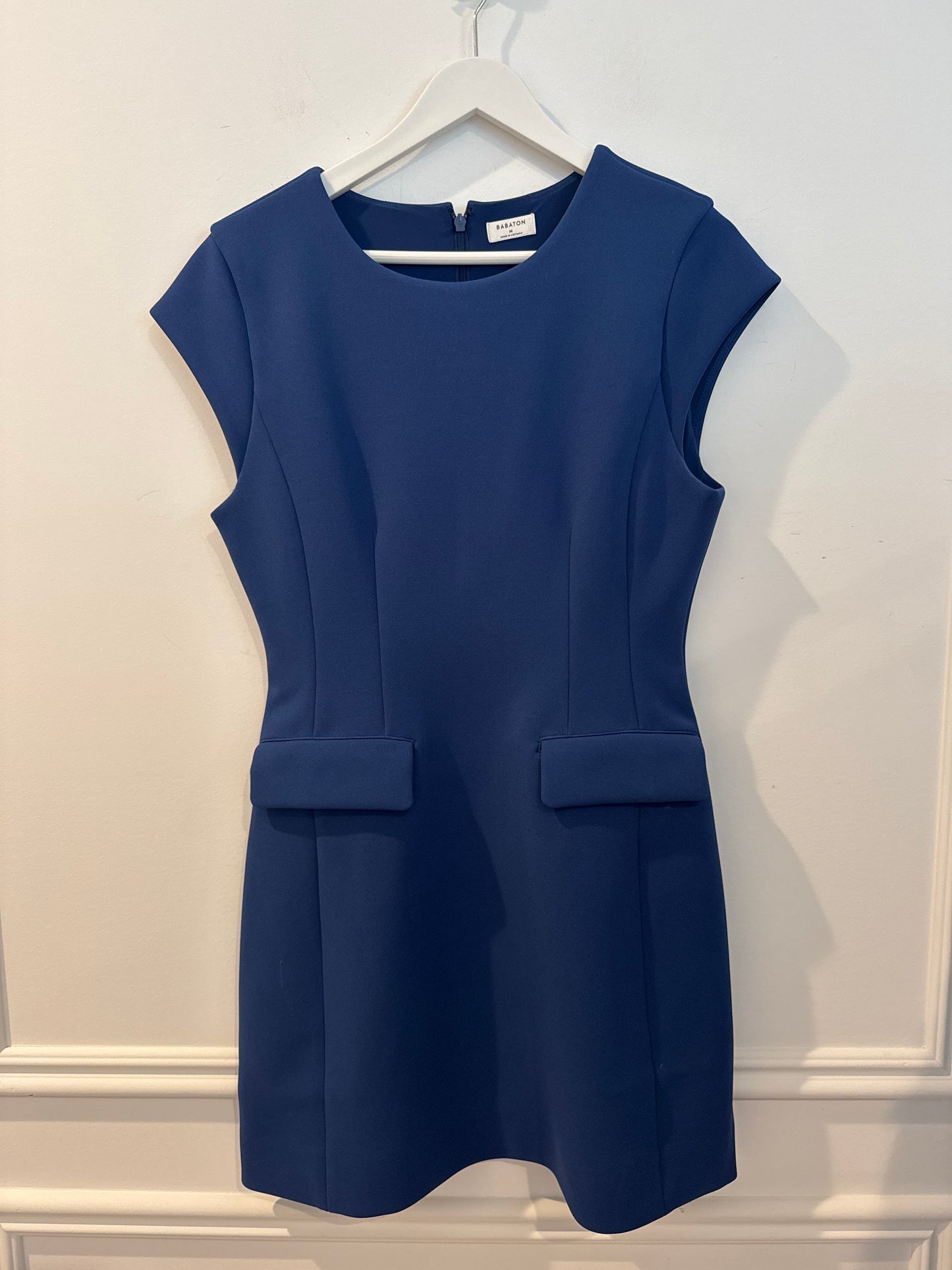 Babaton Figureknit Priestly Dress, Blue, Size Medium