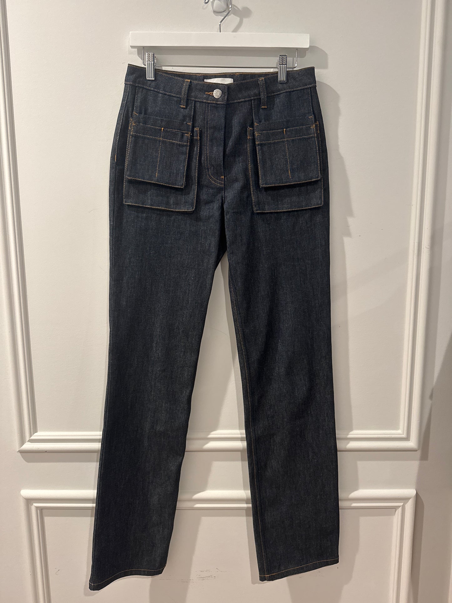 Helmut Lang Raw Italian Denim Utility Jeans, Size 26